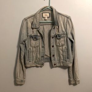 Forever 21 Cropped jean jacket with holes